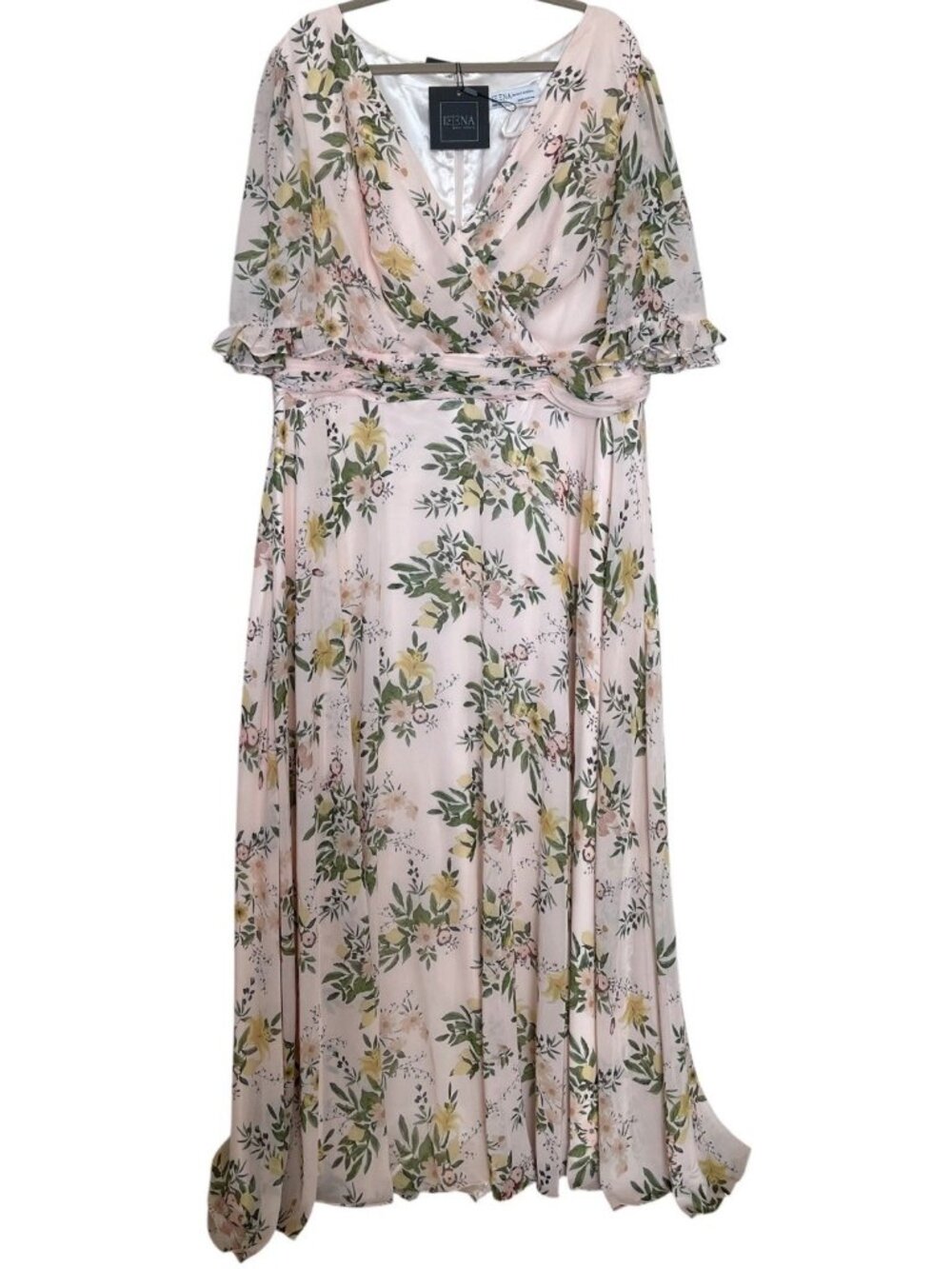 Mac Duggal Gown Dress Plus‎ Size 22 Long Formal Floral Chiffon Dress Peach 11320